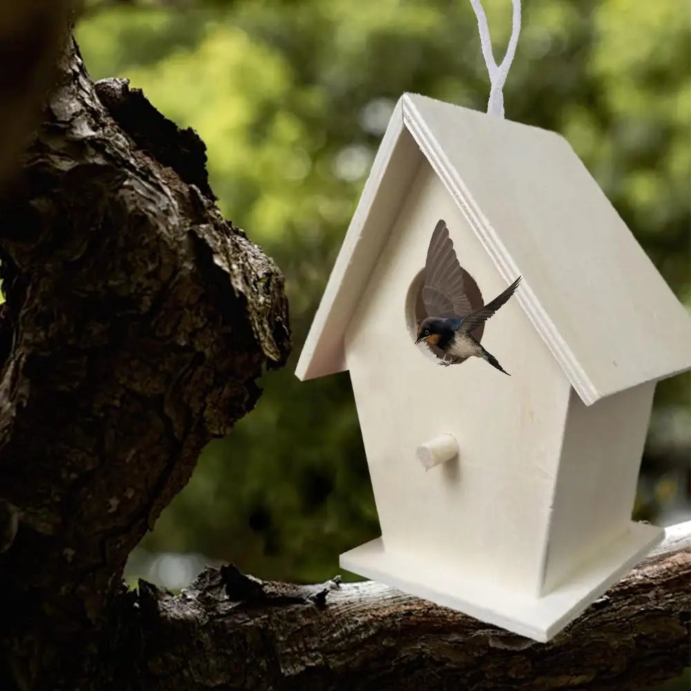 High-end Wooden Bird House For Outside To Paint Bird Nesting Box Handmade Birdhouse With Perch Diy Types Wall-mounted Nest V6x3