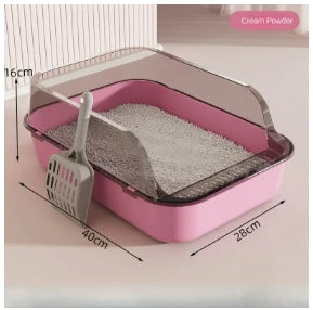 Open Cat Litter Box Thickening Kitty Sandbox Semi-enclosed High Side Splashproof Pet Bedpans with Litter Scoop Cat Supplies