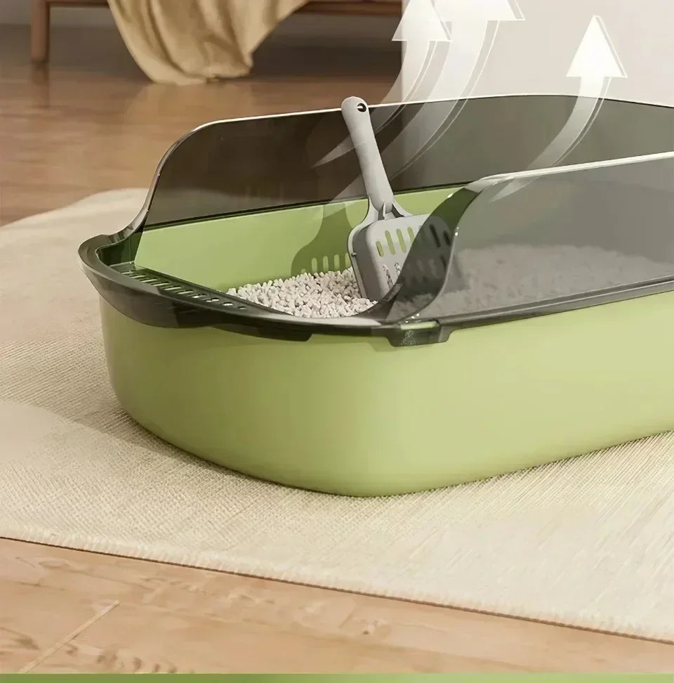 Open Cat Litter Box Thickening Kitty Sandbox Semi-enclosed High Side Splashproof Pet Bedpans with Litter Scoop Cat Supplies