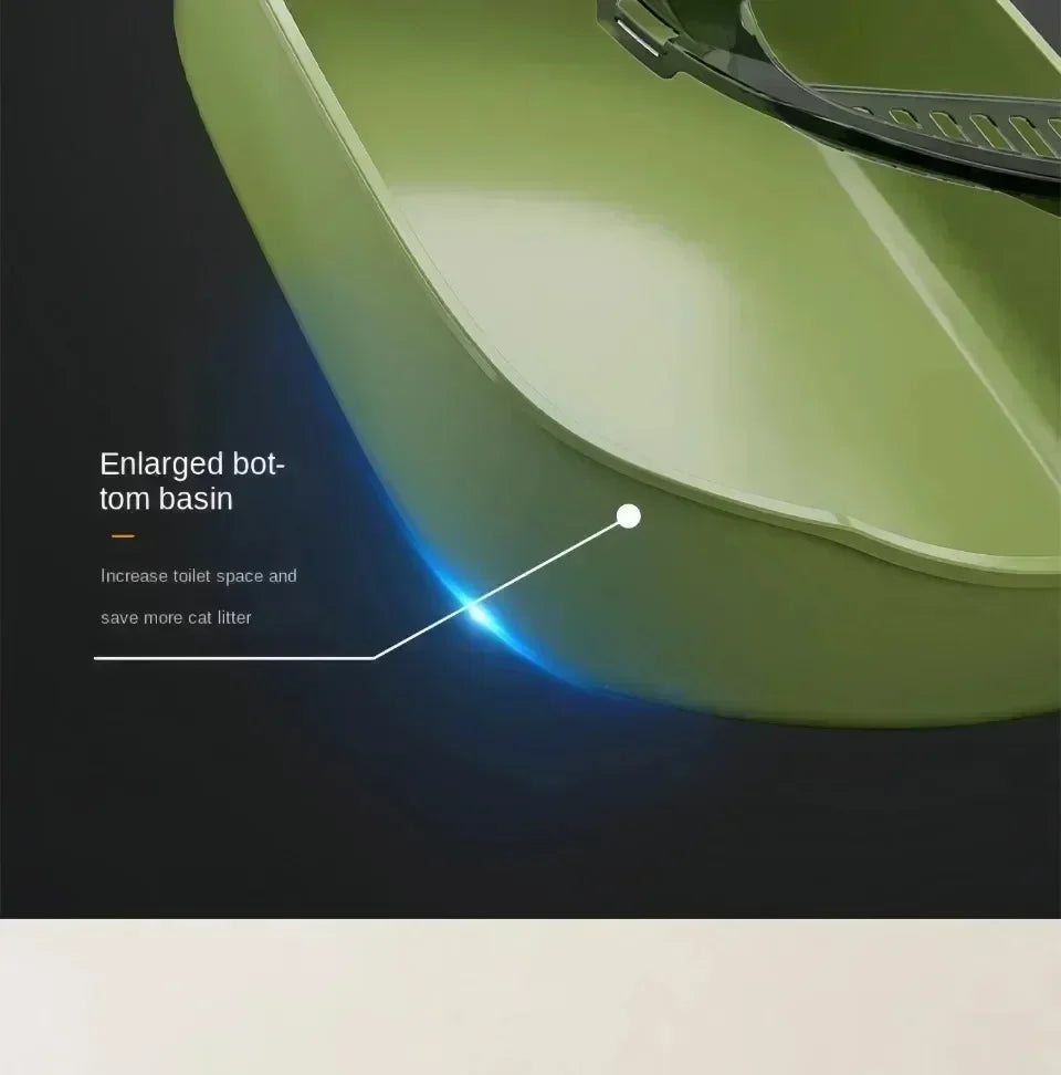 Open Cat Litter Box Thickening Kitty Sandbox Semi-enclosed High Side Splashproof Pet Bedpans with Litter Scoop Cat Supplies
