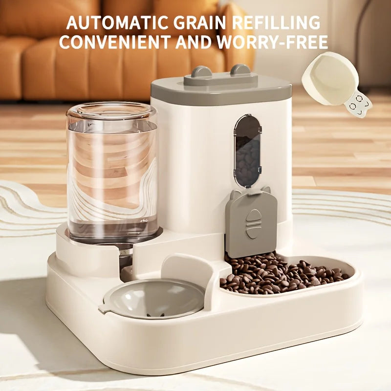 2-in-1 cat food water dispenser, fully automatic feeding and drinking machine, cute pet water kettle