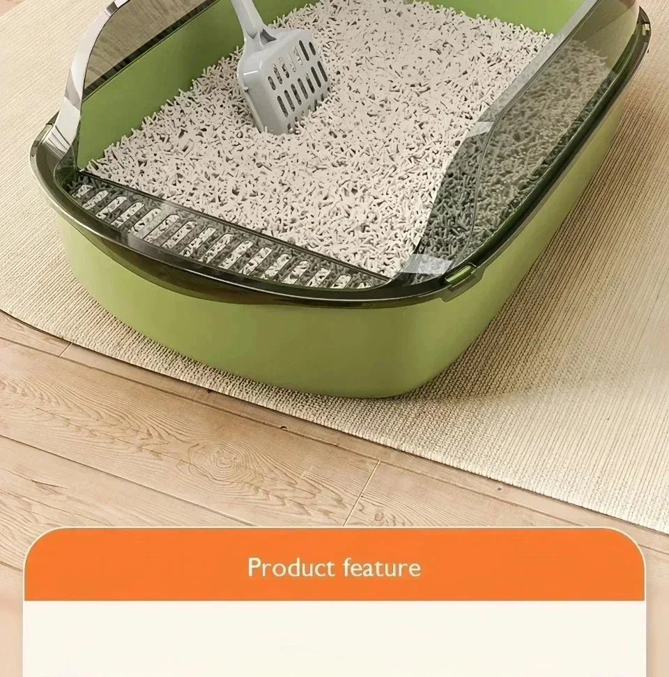 Open Cat Litter Box Thickening Kitty Sandbox Semi-enclosed High Side Splashproof Pet Bedpans with Litter Scoop Cat Supplies