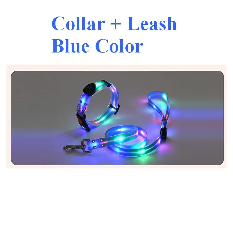 Pet Dog LED Light UP Leash USB Rechargeable PVC With Webbing Glowing Pet Leash Light Up Puppy Dog Night Walking No Collar