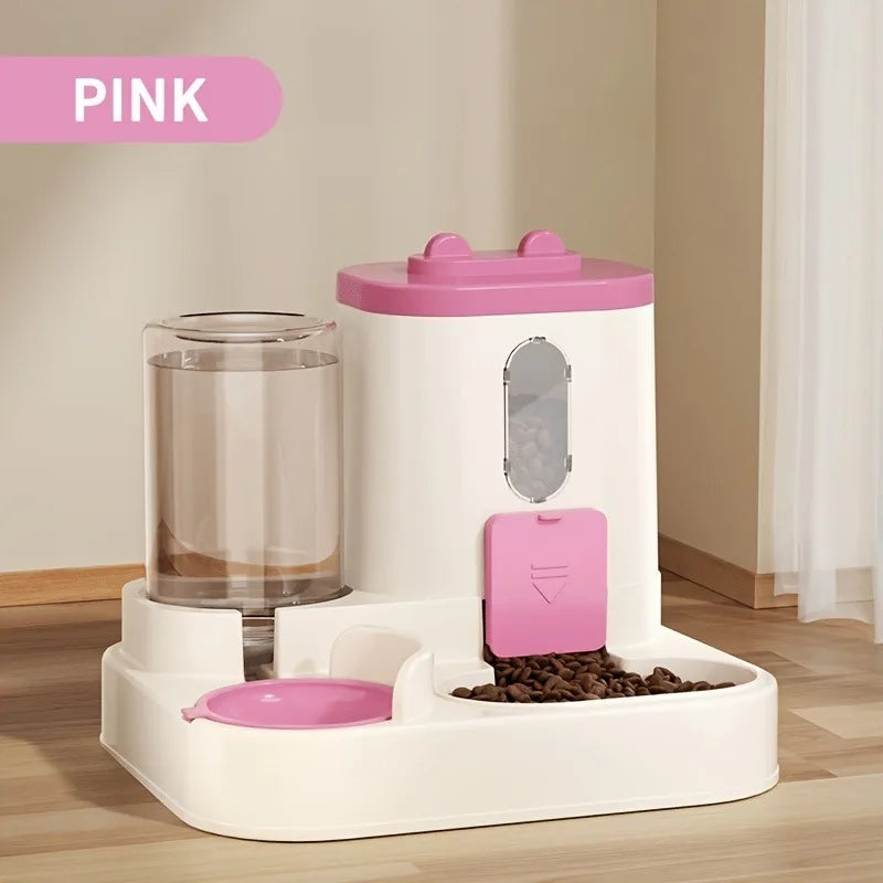 2-in-1 cat food water dispenser, fully automatic feeding and drinking machine, cute pet water kettle