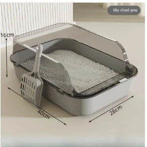 Open Cat Litter Box Thickening Kitty Sandbox Semi-enclosed High Side Splashproof Pet Bedpans with Litter Scoop Cat Supplies
