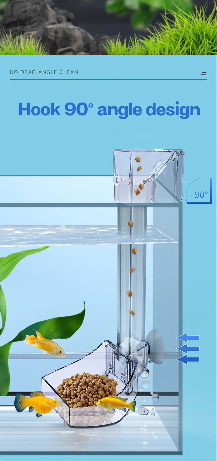Aquarium Acrylic Feeding tube Anti-stuck fish design Transparent fish feeder Suitable for a variety of fish tanks