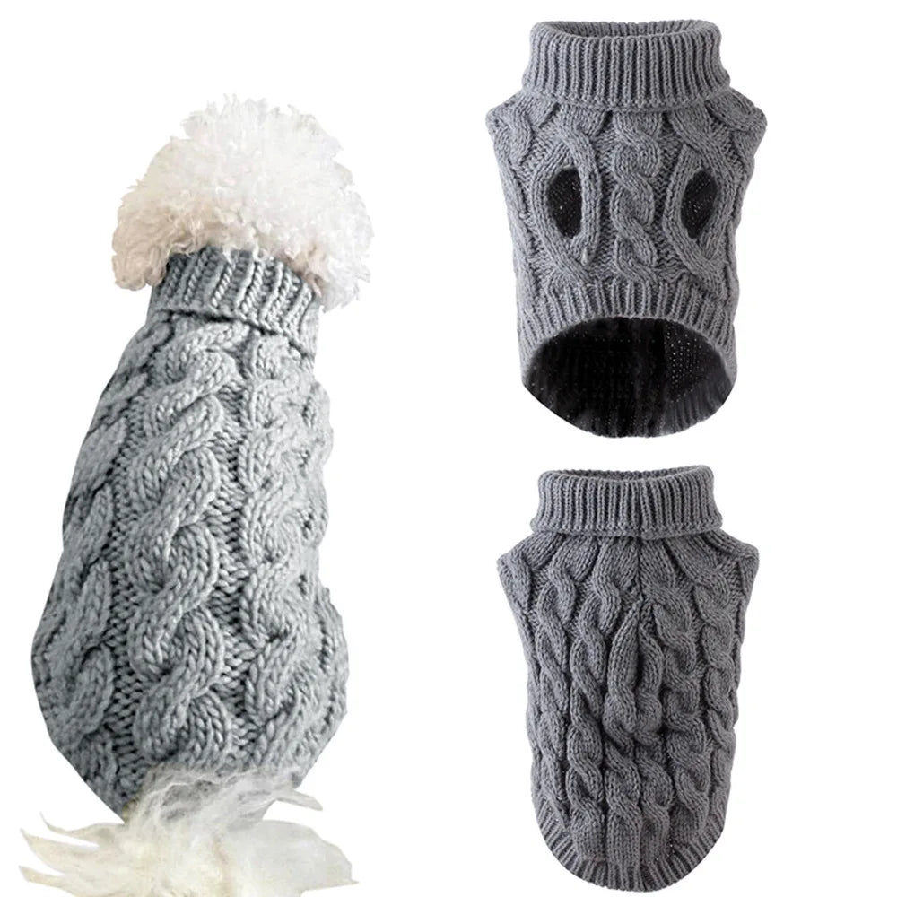 New Pet Small Pet Dog Clothes Sweater Fashion Autumn Winter Solid Fried Dough Twists Knitting Warm Comfort Clothing Wholesale