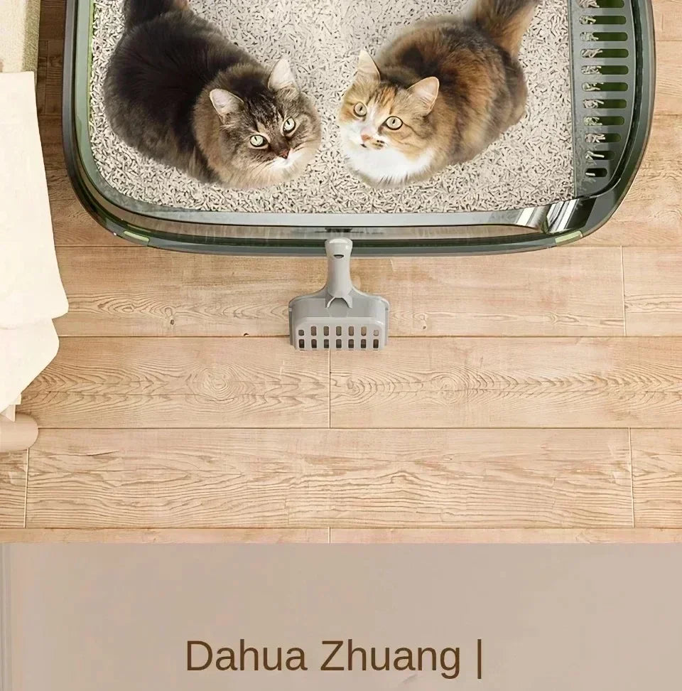 Open Cat Litter Box Thickening Kitty Sandbox Semi-enclosed High Side Splashproof Pet Bedpans with Litter Scoop Cat Supplies