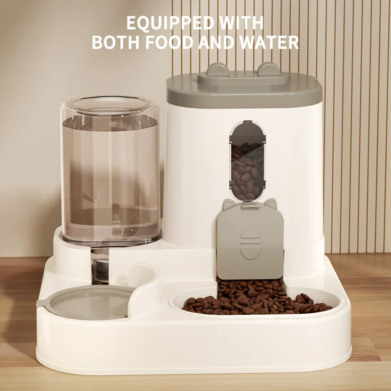 2-in-1 cat food water dispenser, fully automatic feeding and drinking machine, cute pet water kettle