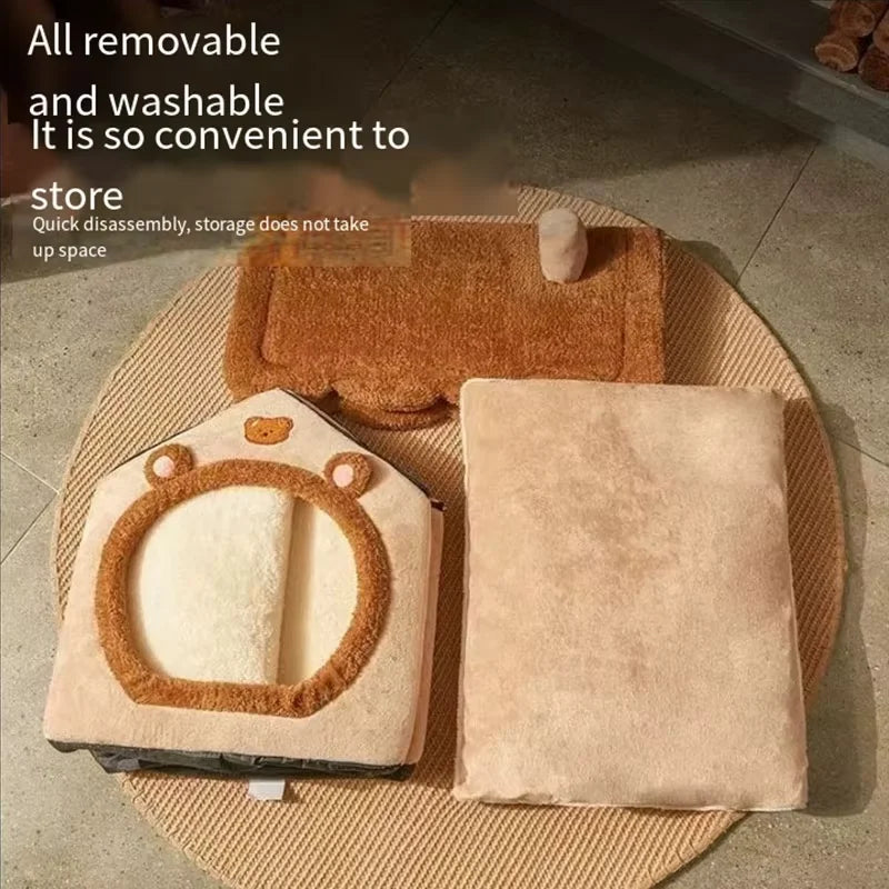 2025Cat house in winter enclosed sense of security can be detached and washed cat house cat house cat bed pet dog kennel winter