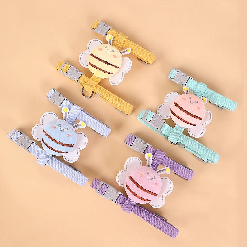 Cute Bee Adjustable Cat Harness Leash, Pets Collar for Small Dog Cats Safe and Comfortable Outdoor Walks