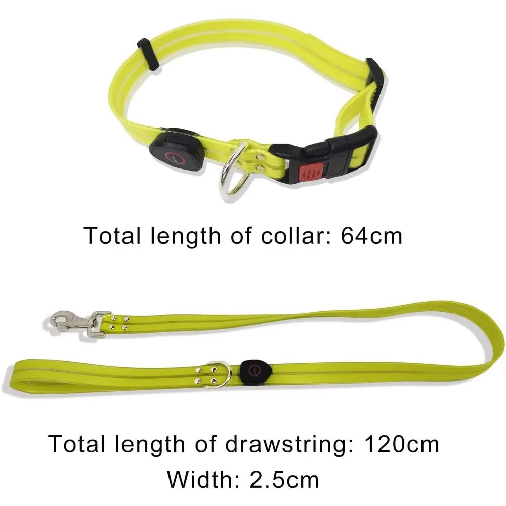 Pet Dog LED Light UP Leash USB Rechargeable PVC With Webbing Glowing Pet Leash Light Up Puppy Dog Night Walking No Collar