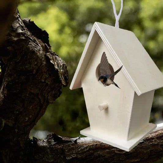 High-end Wooden Bird House For Outside To Paint Bird Nesting Box Handmade Birdhouse With Perch Diy Types Wall-mounted Nest V6x3