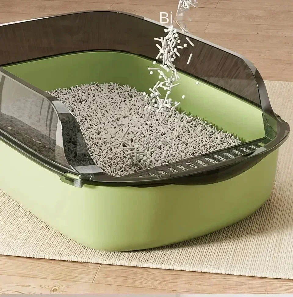 Open Cat Litter Box Thickening Kitty Sandbox Semi-enclosed High Side Splashproof Pet Bedpans with Litter Scoop Cat Supplies