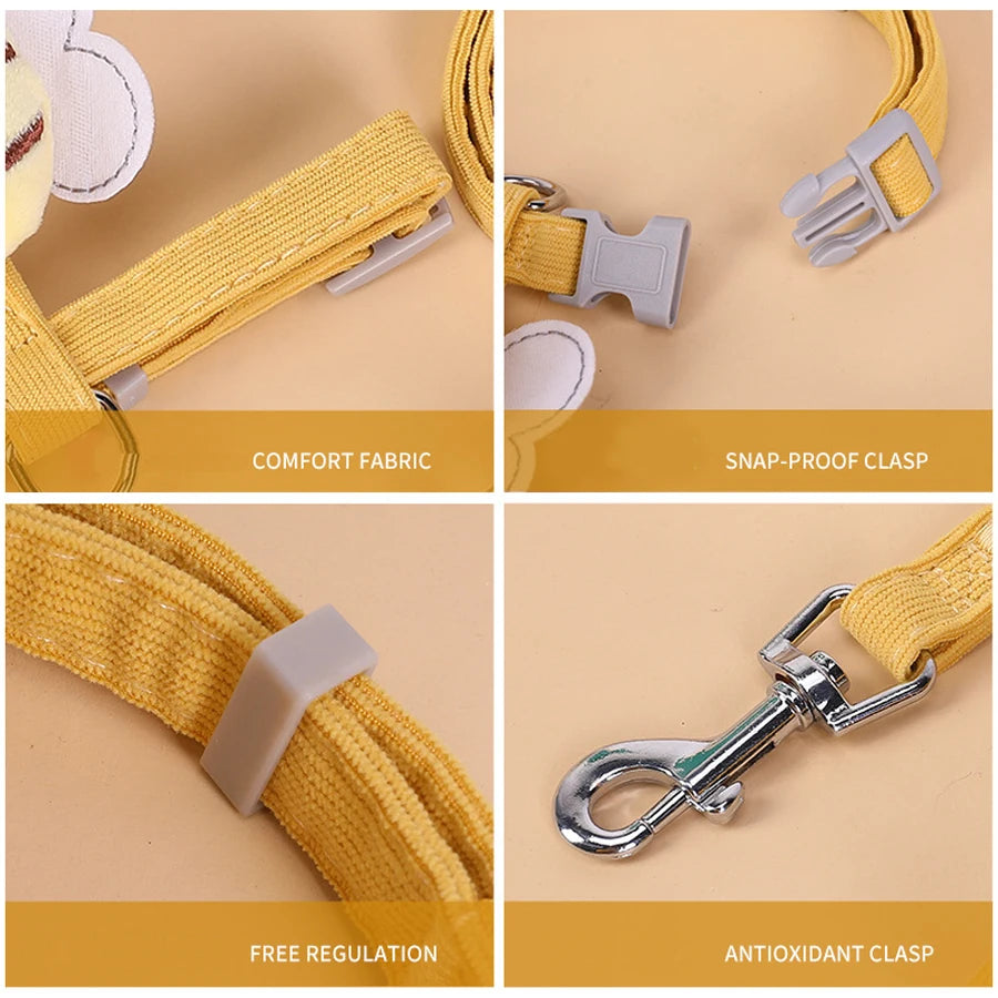 Cute Bee Adjustable Cat Harness Leash, Pets Collar for Small Dog Cats Safe and Comfortable Outdoor Walks