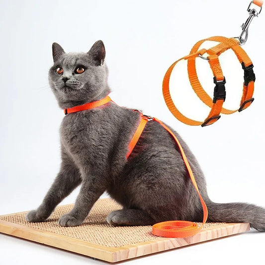 Cat Harness with Leash and Collar Set Escape Proof Adjustable H Shped Cats Harnesses Lightweight for Puppy Kitty Outdoor Walking