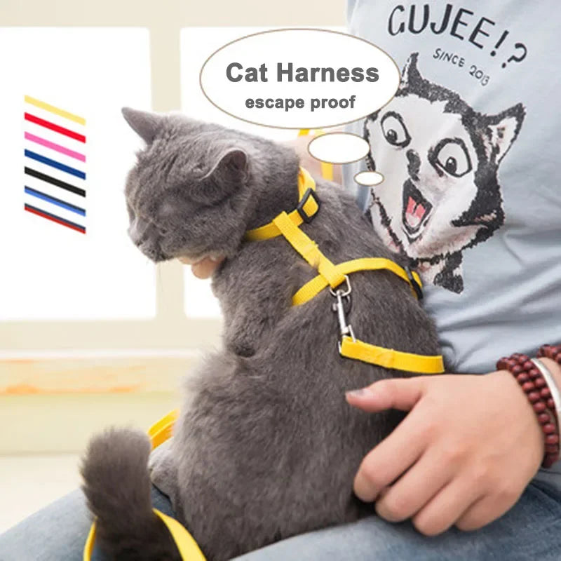 Cat Harness with Leash and Collar Set Escape Proof Adjustable H Shped Cats Harnesses Lightweight for Puppy Kitty Outdoor Walking