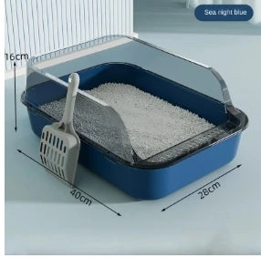 Open Cat Litter Box Thickening Kitty Sandbox Semi-enclosed High Side Splashproof Pet Bedpans with Litter Scoop Cat Supplies