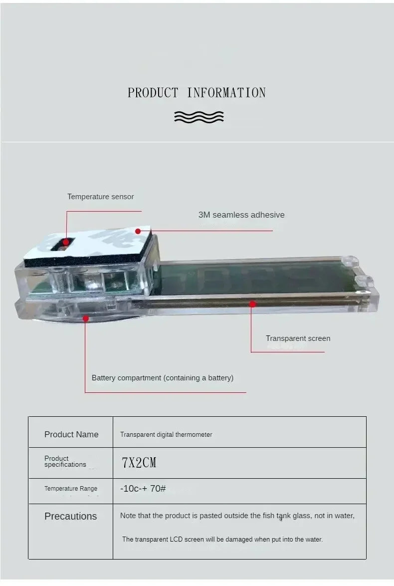 1PCs Electronic LCD Digital Fish Tank Temperature Aquarium Thermometer  Measurement Fish Tank Temp Meter Aquarium Accessories