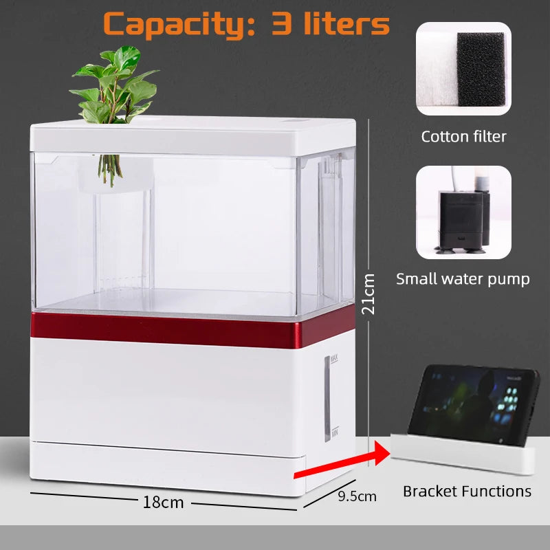 Fish tank living room small landscape ecological tank household USB powered mini tank fish tank