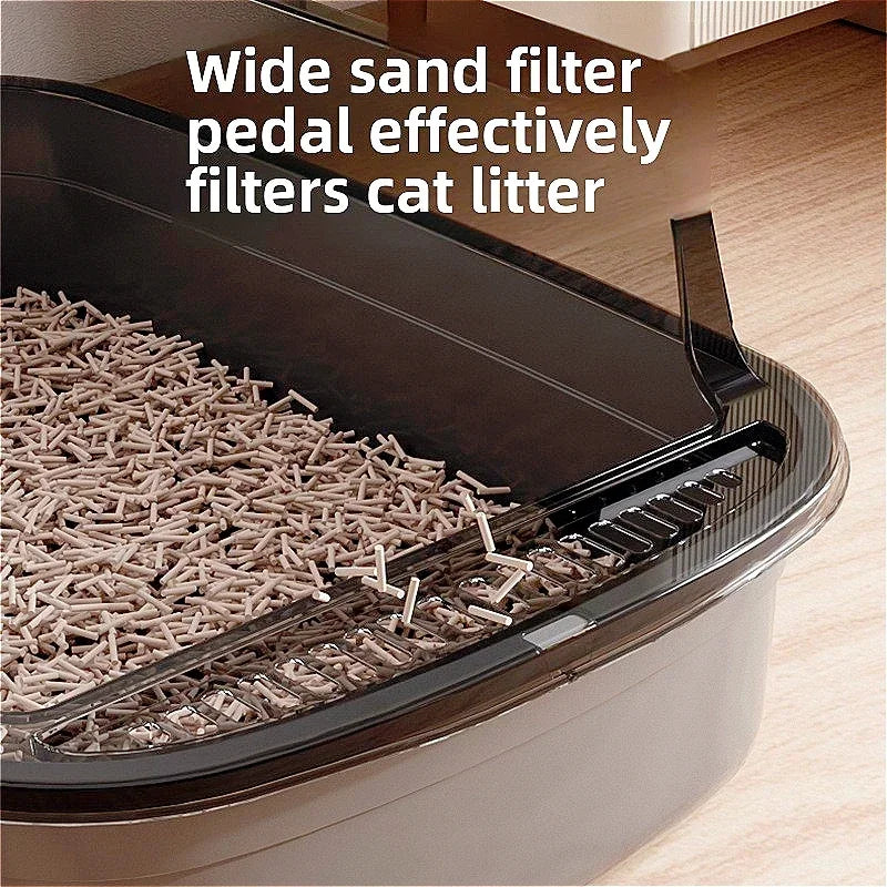 Open Cat Litter Box Thickening Kitty Sandbox Semi-enclosed High Side Splashproof Pet Bedpans with Litter Scoop Cat Supplies