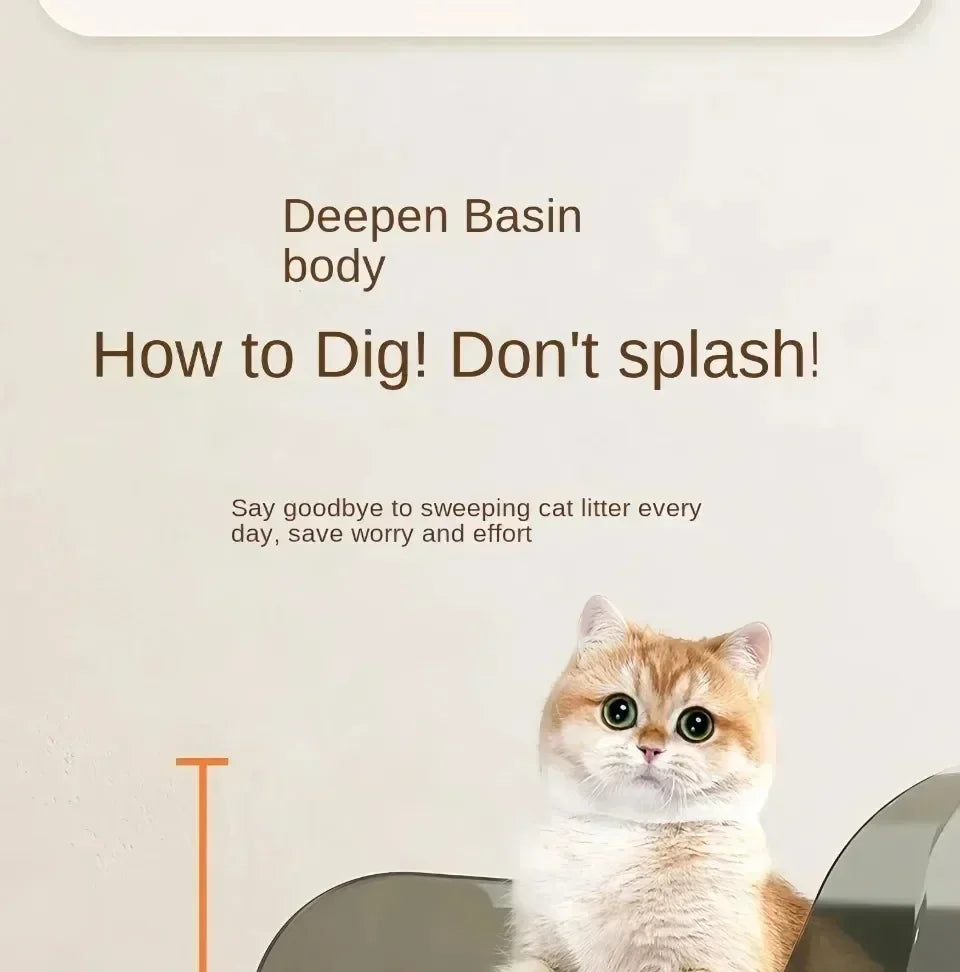 Open Cat Litter Box Thickening Kitty Sandbox Semi-enclosed High Side Splashproof Pet Bedpans with Litter Scoop Cat Supplies