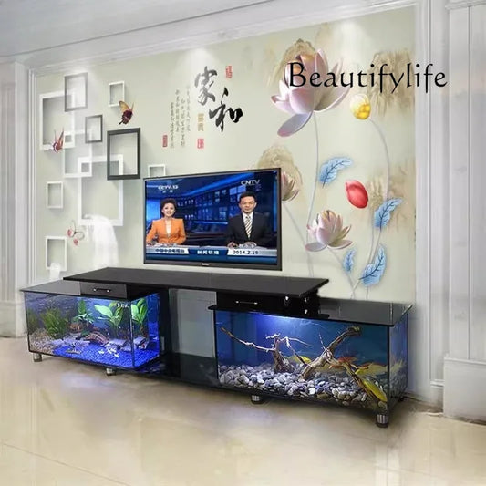 TV cabinet fish tank aquarium living room household ultra-white fish tank glass coffee table water-free double fish tank