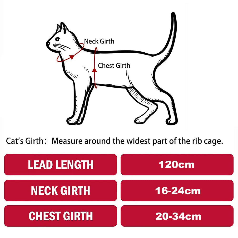 Cat Harness with Leash and Collar Set Escape Proof Adjustable H Shped Cats Harnesses Lightweight for Puppy Kitty Outdoor Walking