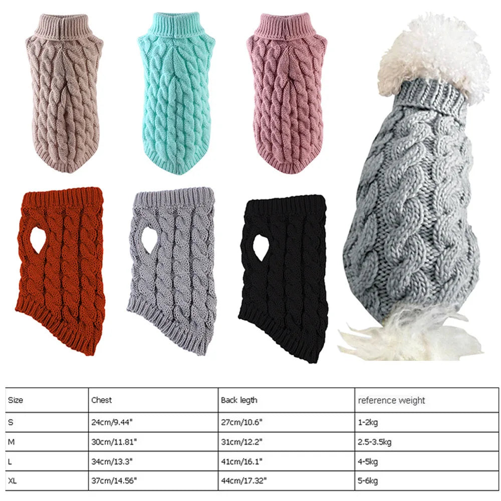 New Pet Small Pet Dog Clothes Sweater Fashion Autumn Winter Solid Fried Dough Twists Knitting Warm Comfort Clothing Wholesale