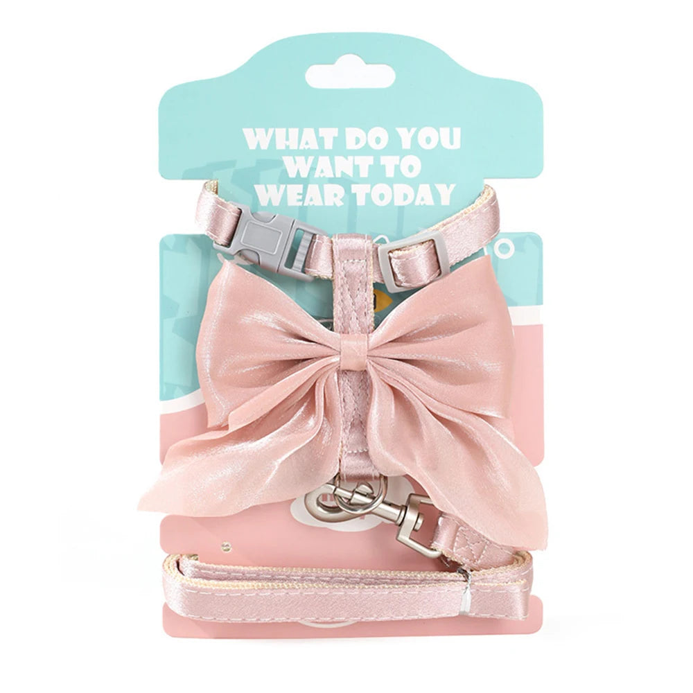 Cute Bowknot Cat Harness Accessories Princess Cat Dress Costumes Kitten Puppy Harness For Cats Leash