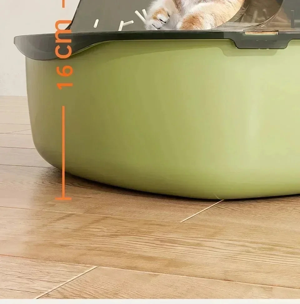 Open Cat Litter Box Thickening Kitty Sandbox Semi-enclosed High Side Splashproof Pet Bedpans with Litter Scoop Cat Supplies