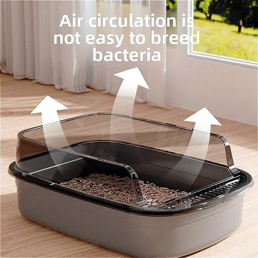 Open Cat Litter Box Thickening Kitty Sandbox Semi-enclosed High Side Splashproof Pet Bedpans with Litter Scoop Cat Supplies