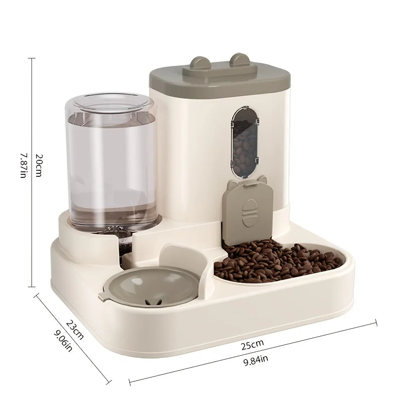 2-in-1 cat food water dispenser, fully automatic feeding and drinking machine, cute pet water kettle