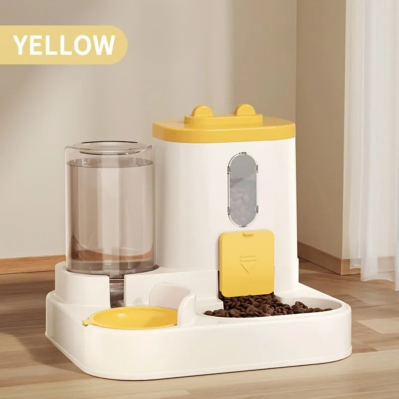 2-in-1 cat food water dispenser, fully automatic feeding and drinking machine, cute pet water kettle