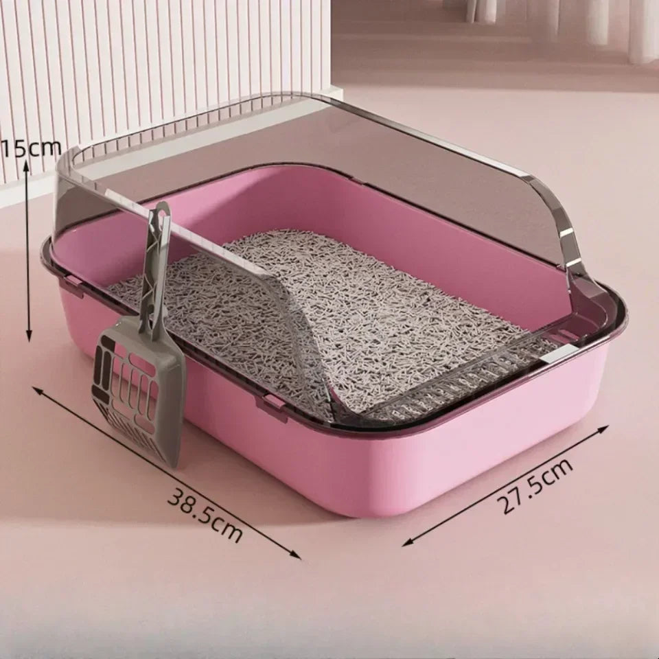 Open Cat Litter Box Thickening Kitty Sandbox Semi-enclosed High Side Splashproof Pet Bedpans with Litter Scoop Cat Supplies