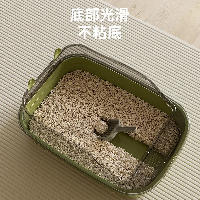 Open Cat Litter Box Thickening Kitty Sandbox Semi-enclosed High Side Splashproof Pet Bedpans with Litter Scoop Cat Supplies