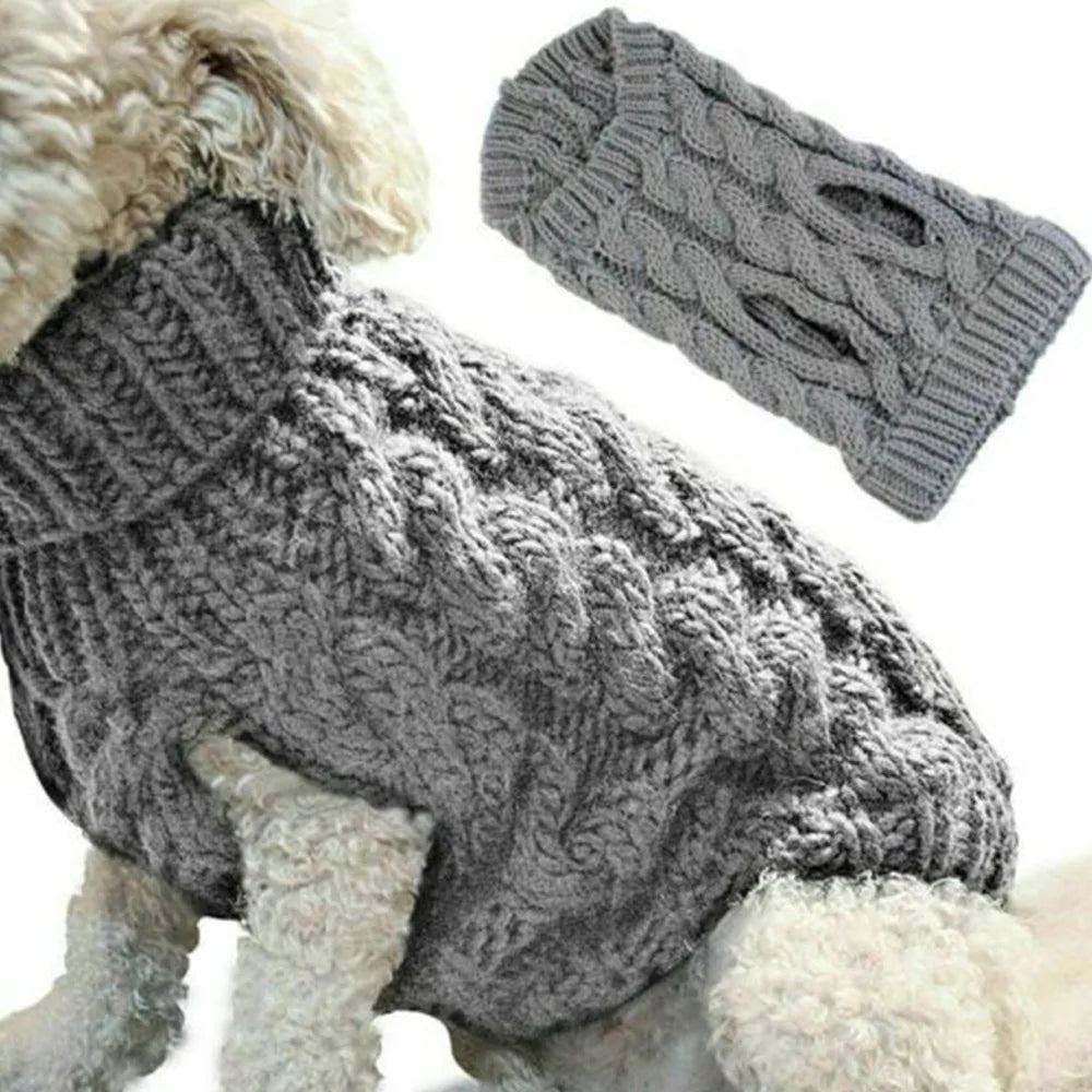 New Pet Small Pet Dog Clothes Sweater Fashion Autumn Winter Solid Fried Dough Twists Knitting Warm Comfort Clothing Wholesale