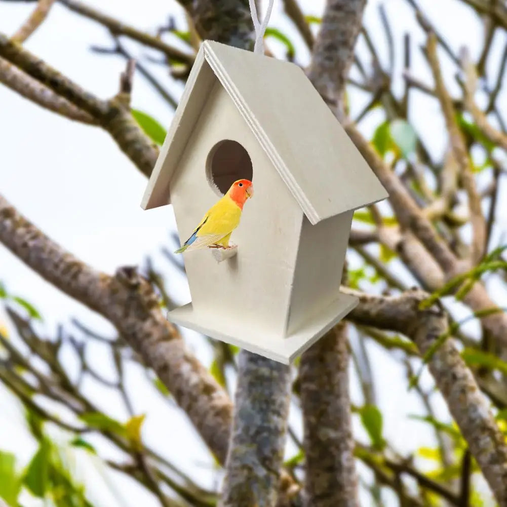 High-end Wooden Bird House For Outside To Paint Bird Nesting Box Handmade Birdhouse With Perch Diy Types Wall-mounted Nest V6x3